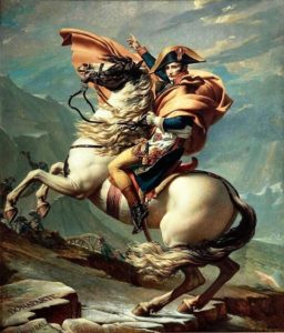 ナポレオンが白馬に乗っている絵